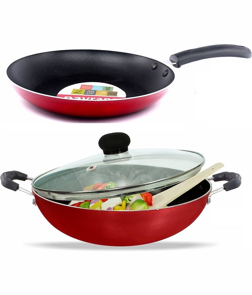 Navrang - Red Aluminium Non-Stick Cookware Sets ( Pack of 3 )