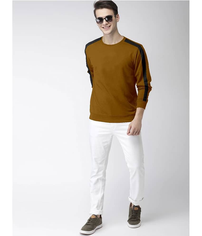 P&V CREATIONS Cotton Blend Round Neck Men's Sweatshirt - Khaki ( Pack of 1 )