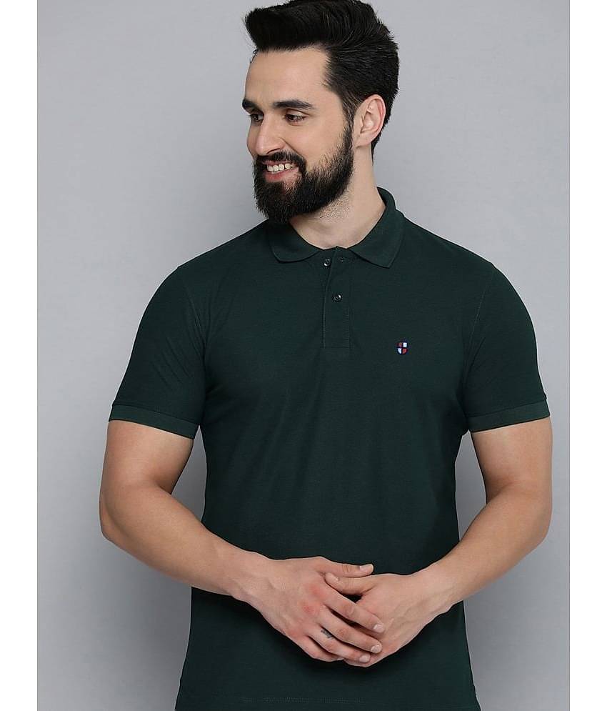 ADORATE Pack of 1 Cotton Blend Regular Fit Solid Half Sleeves Men's Polo T Shirt ( Olive )