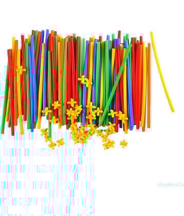 Villy Plastic Brick Set 4D Space Children Intelligence Plastic Pipe Blocks Building Toys Straws(50pcs) and connectors(50pcs) (4D Bricks)