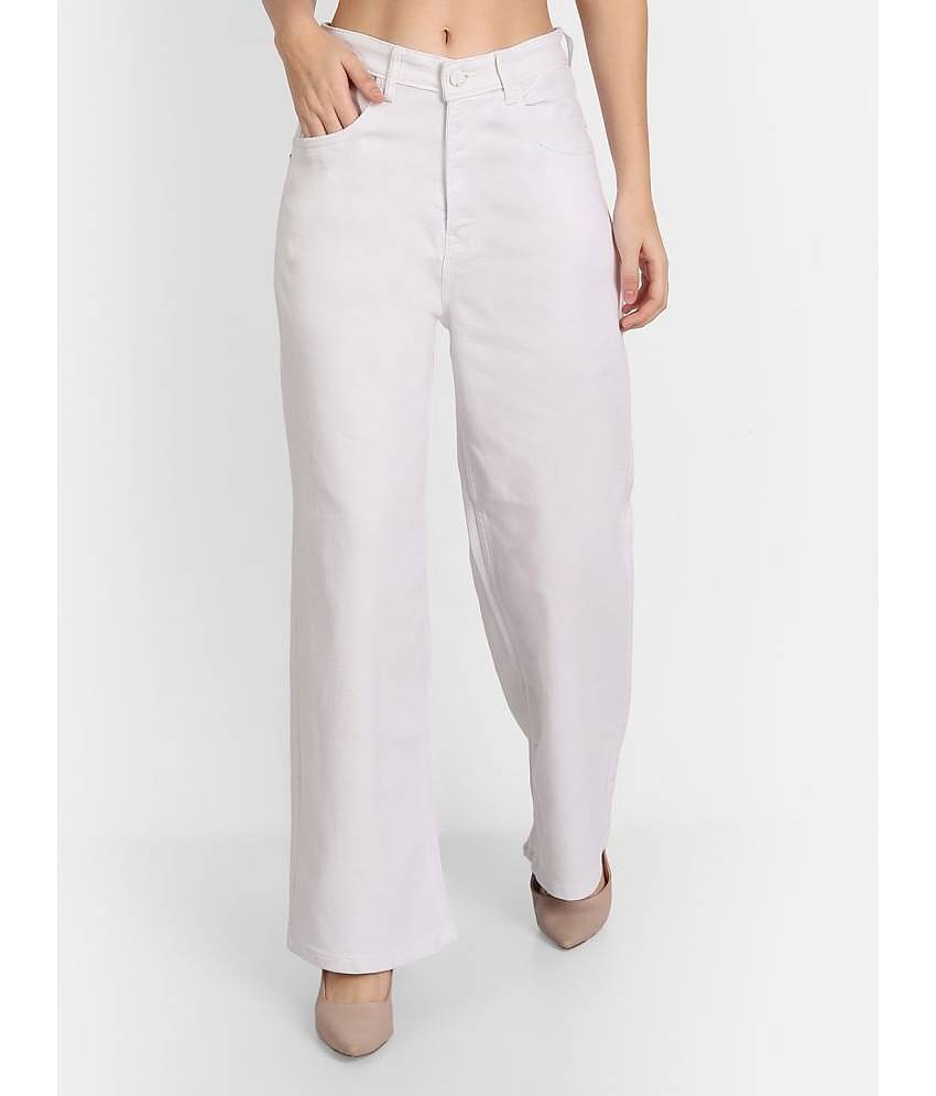 AngelFab - White Denim Flared Women's Jeans ( Pack of 1 )