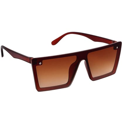 Dervin Unisex Rectangular Sunglasses (Brown)