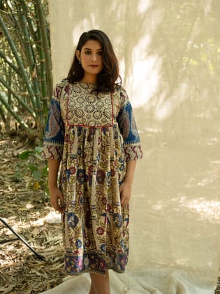 Ethnic Motifs Print Empire Dress-L