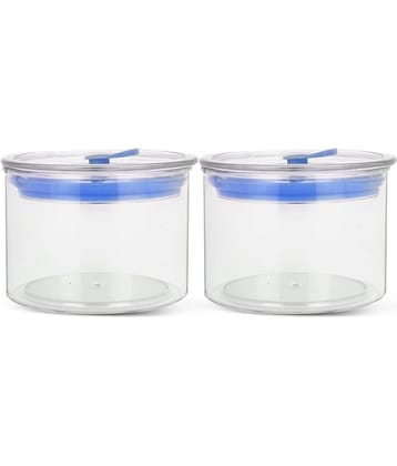 HomePro - Round Container | Airtight | Silicone Cap | Blue | Plastic Utility Container | Set of 2 - 500 ml