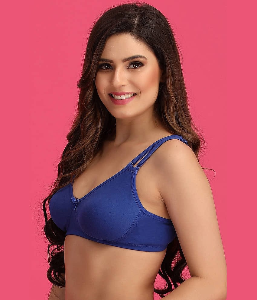 Clovia Cotton Non Padded Women's T-Shirt Bra ( Blue )
