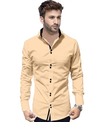 P&V - Beige Cotton Blend Slim Fit Men's Casual Shirt (Pack of 1)