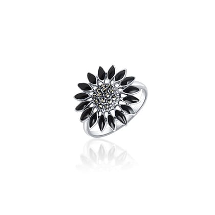Black Blossom Ring for Women-8