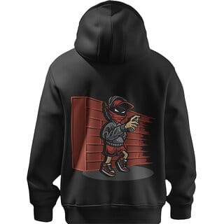 BULL CLOTHING Stylish Mens Hoodie with Urban Ninja Red Black Painter Design, Perfect for Casual Outings