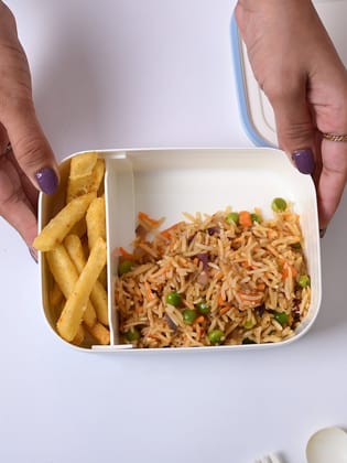 Off-White Rectangle Lunch Box - 580 ML