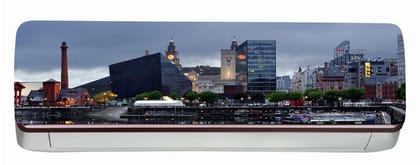 DreamKraft Abstract Bulding Designs AC Sticker (Multicolor PVC Vinyl, 30cm X 91cm)