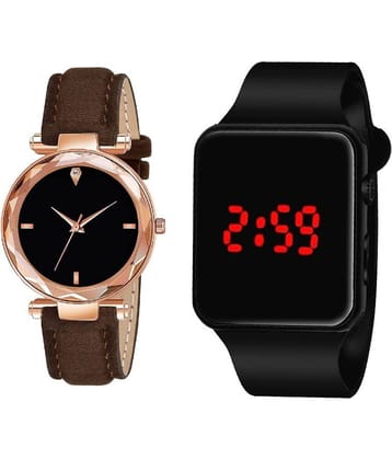 DECLASSE - Brown Leather Analog Couple's Watch