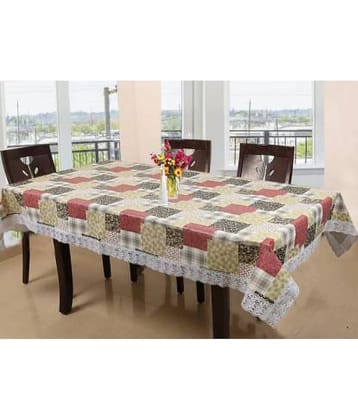 Printed PVC 6 Seater Rectangle Table Cover ( 228 x 152 ) cm Pack of 1 Beige