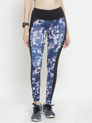 Invincible Women’s Bubbles Print Sports Luxe Leggings-Blue / S
