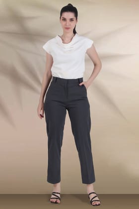 Straight Fit Formal Trousers, Bluish Gray-XS