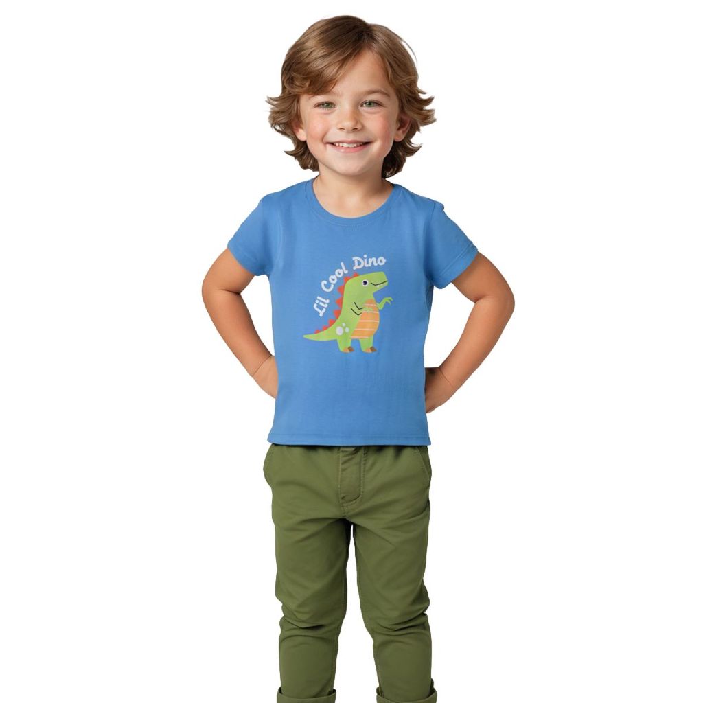 Elegant Kids Boys T shirt Cotton All aboard blue lil Cool Dino 2025 at ShopCircuit | ONDC