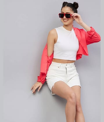 Chimpaaanzee Women Solid Cotton Shirt ( Pink )