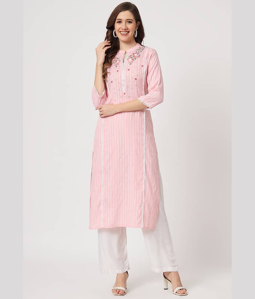 AMIRA'S INDIAN ETHNICWEAR - Pink Viscose Women's Straight Kurti ( Pack of 1 )