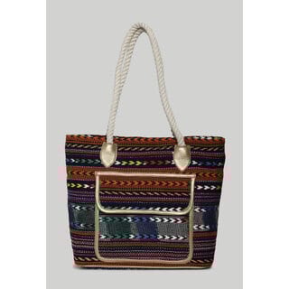 VARA Daily Drift Tote Bag with Long Tassel (Multicolour)
