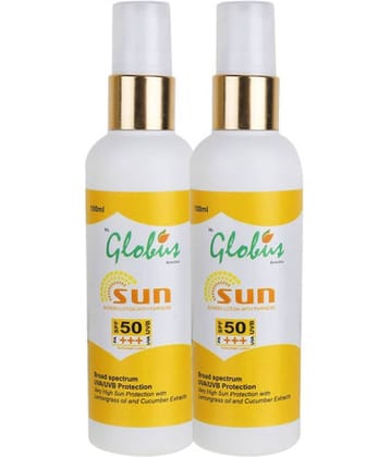 Globus Remedies Sunscreen Lotion SPF 50 PA+++, 100ml (Pack of 2)