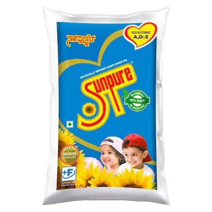 Sunpure Refined Sunflower Oil, 1 L Pouch
