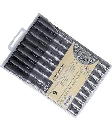 BRUSTRO Technical Pen (Set of 9) (Includes: 1 each of 0.05mm; 0.1mm; 0.2mm; 0.3mm; 0.4mm; 0.5mm; 0.6mm; 0.8mm & Brush.)