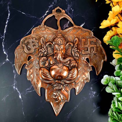 Ganesh Wall Hanging Idol | Lord Ganesha With Swastik And Om Wall Decor | Ganpati Hanging Murti for Entrance Door | Ganesha Wall Statue for Vastu, Home, Puja & Religious Decor  -14 Inch