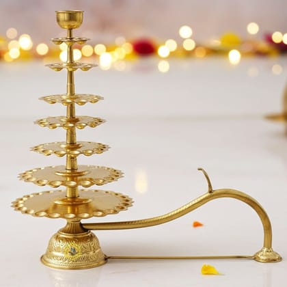 Brass Ganga Arti Deepak � Traditional Aarti Diya for Pooja, Height : 32 Inch (FMAS721 K)