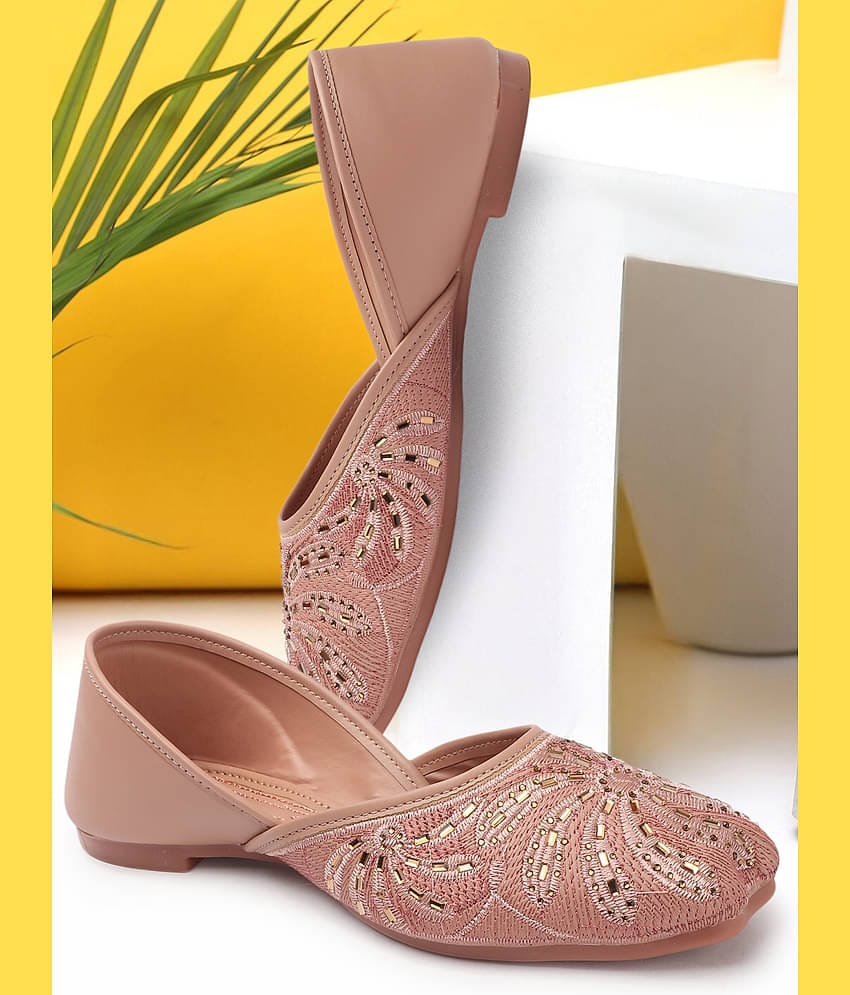 Aroom Peach Women's Ethnic Ballerinas