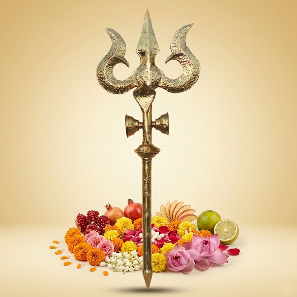 Brass Trishul, Height : 38 Inch (ZMAS622 E)