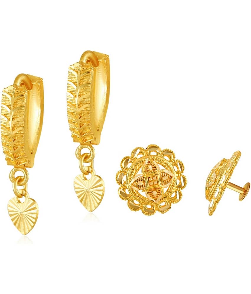 Vighnaharta Allure Beautiful Gold Plated Clip on Bucket,basket Chand Bali and Screw Stud  earring Combo For Women and Girls - VFJ1447-1433ERG
