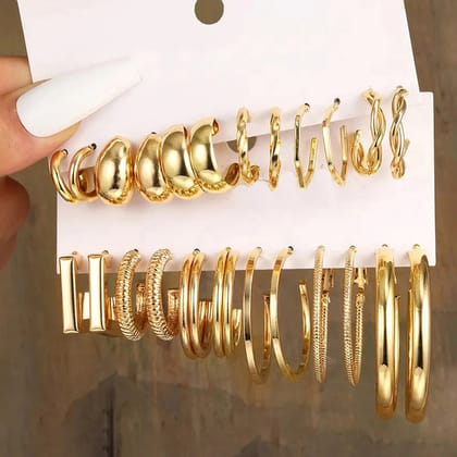 Set of 12 LuxeGold Hoops