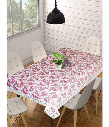 Printed PVC 6 Seater Rectangle Table Cover ( 228 x 152 ) cm Pack of 1 Pink