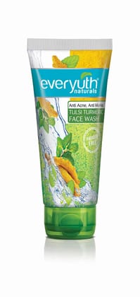 Everyuth Naturals Anti Acne,Anti Marks Tulsi Turmeric Face Wash|Gentle Exfoliation & Blemish Control|Paraben free|For Oily,Dry,Normal,Combination & Sensitive Skin|100% Soap Free - 150 g. EXP 03/26