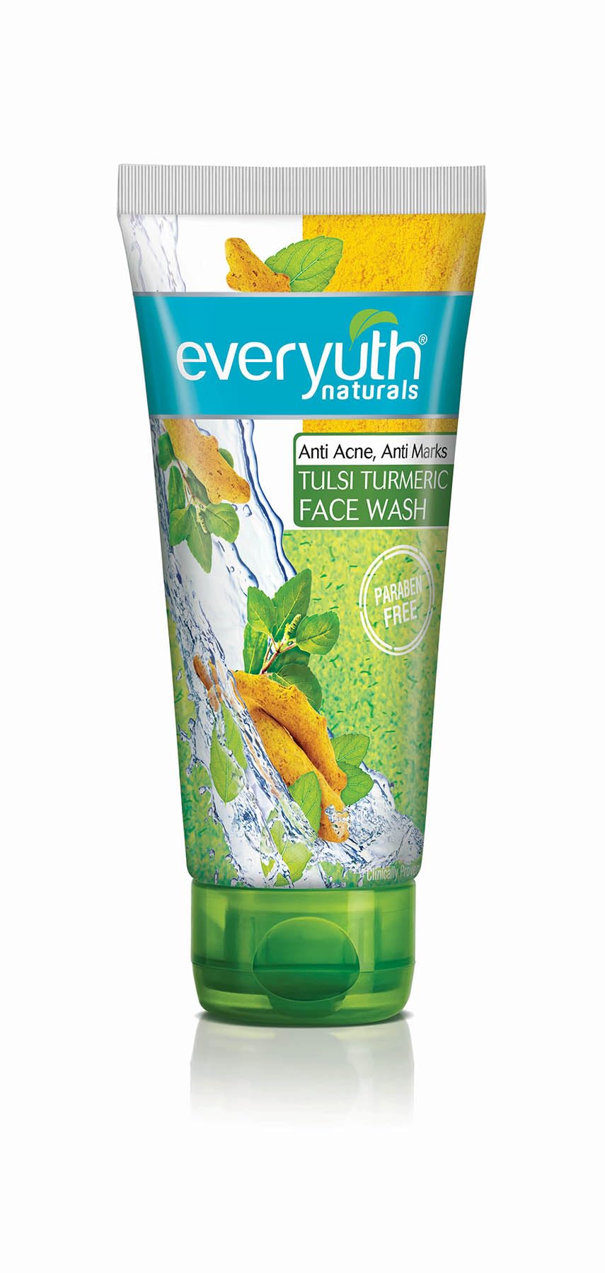 Everyuth Naturals Anti Acne,Anti Marks Tulsi Turmeric Face Wash|Gentle Exfoliation & Blemish Control|Paraben free|For Oily,Dry,Normal,Combination & Sensitive Skin|100% Soap Free - 150 g. EXP 03/26