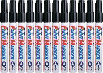 Artline 400XF Paint Markers for Wood, Plastic, and Canvas, The Ideal Waterproof Marker for Indoor/Outdoor Applications, Opaque Permanent Markers with 2.3 mm Bullet Tip, Black, Pack of 10