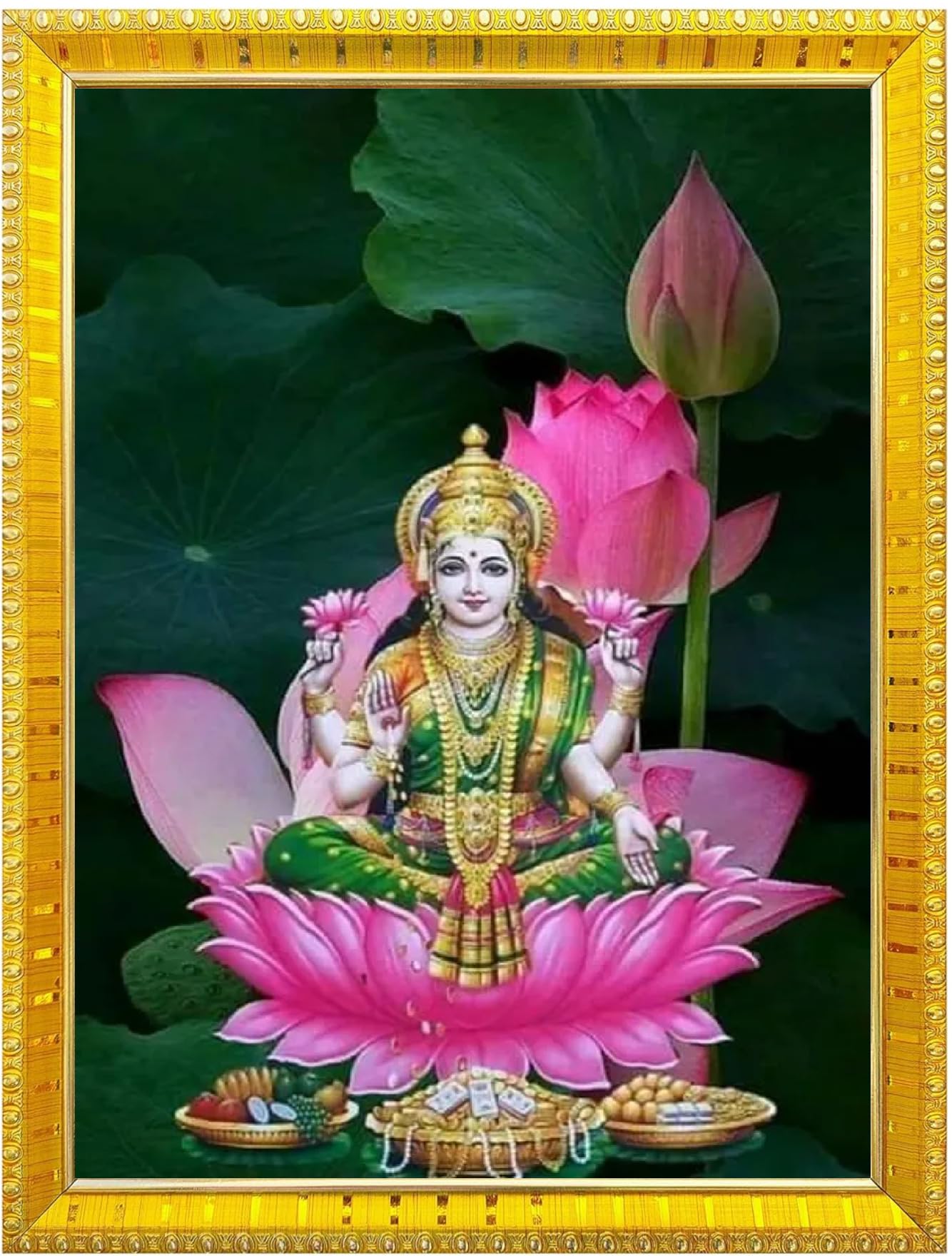 NOKKES Laxmi Devi Maa Mata Photo Frames Religious Photo frame 5X7 Inch Photo Frame_W52