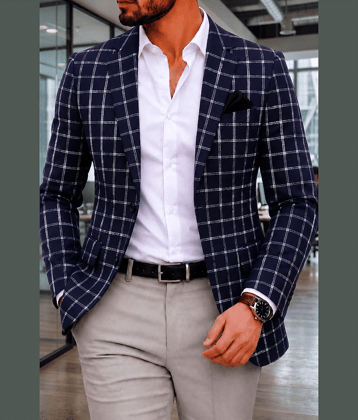 KUNDAN SULZ GWALIIOR Navy Blue Woollen Men's Unstitched Blazer Piece ( Pack of 1 )