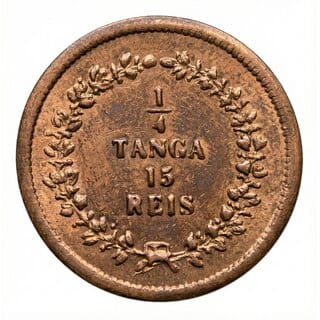 1/4 Tanga (15 Reis) 1871 Portuguese India old Copper Coin
