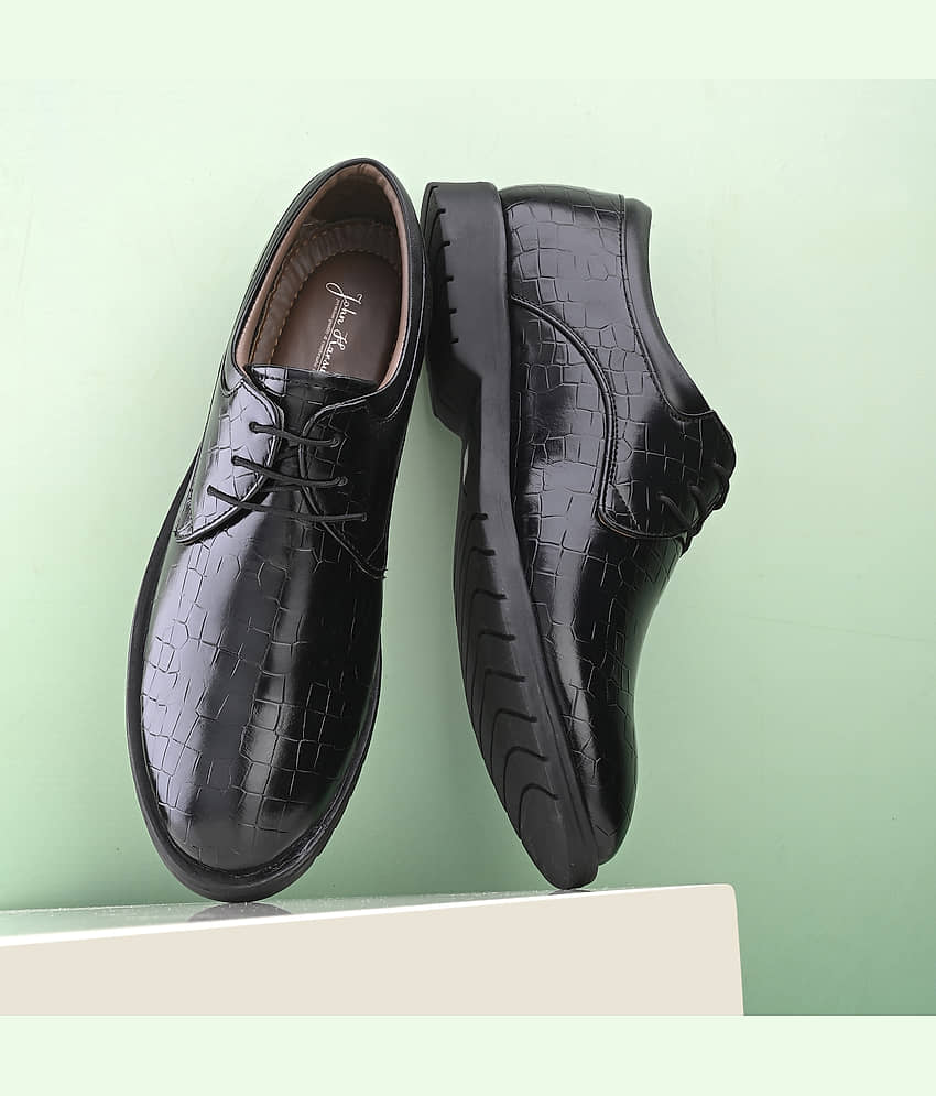 John Karsun Black Men's Derby Formal Shoes