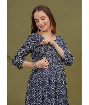 Glorious Blue Rayon Maternity Kurta