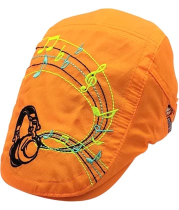 Zacharias Boy's & Girl's Kids Beret Golf Polyester Cap (Pack of 1) (1-4 Years) musicly-01 (Orange)
