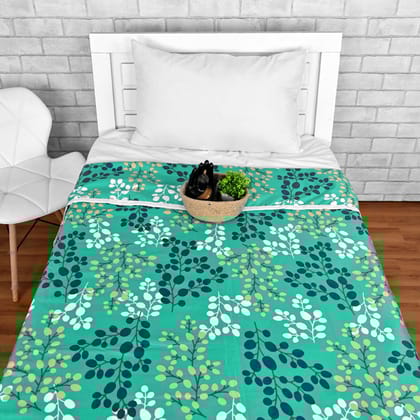 Floral Teal Green Microfiber Comfortable Single Bed AC Dohar-Single / Teal Green / Floral