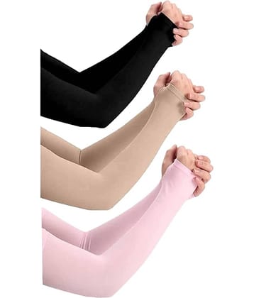 Mahek Accessories - Multicolor Self Design Riding Sleeves ( Set of 3 )