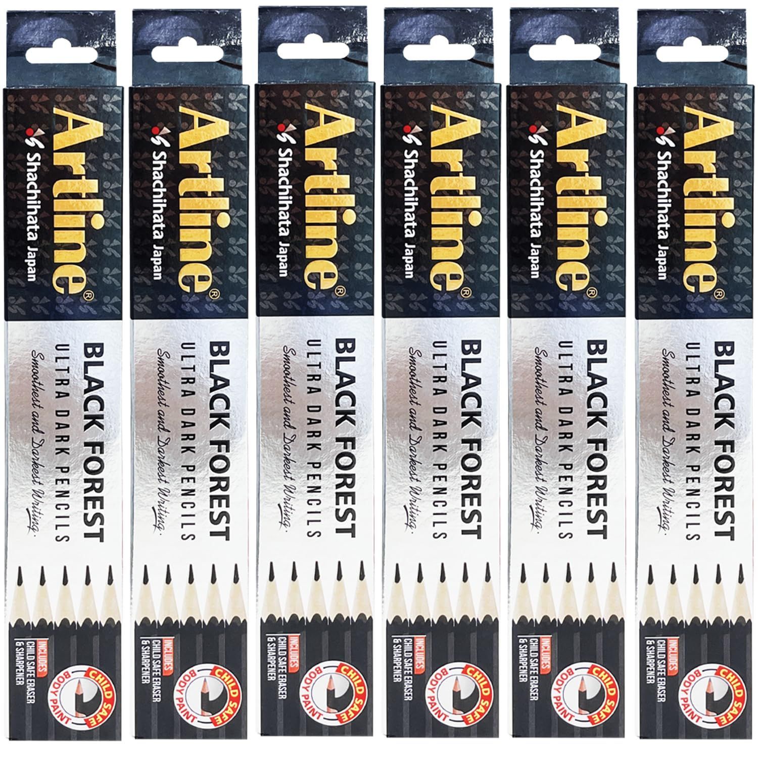 Artline Black Forest Ultra Dark Handwriting Pencil Pack of 10 | 60 Pencils (6 Packs) | Free Eraser & Sharpner