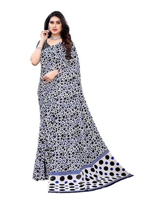 Generic Women's Georgette Saree with Blouse (Blue, 5 - 6 Mtrs)