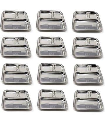 Dynore 12 Pcs Stainless Steel Silver Partition Plate
