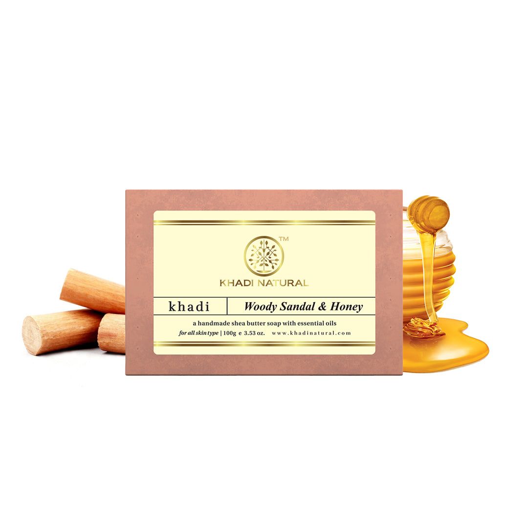 Khadi Natural Woody Sandal & Honey Soap - 100gm