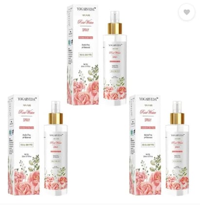 YOGARVEDA 100% Pure Rose Water 200ml Spray) | Suitable for All Skin Types  Men & Women Men & Women  (600 ml)