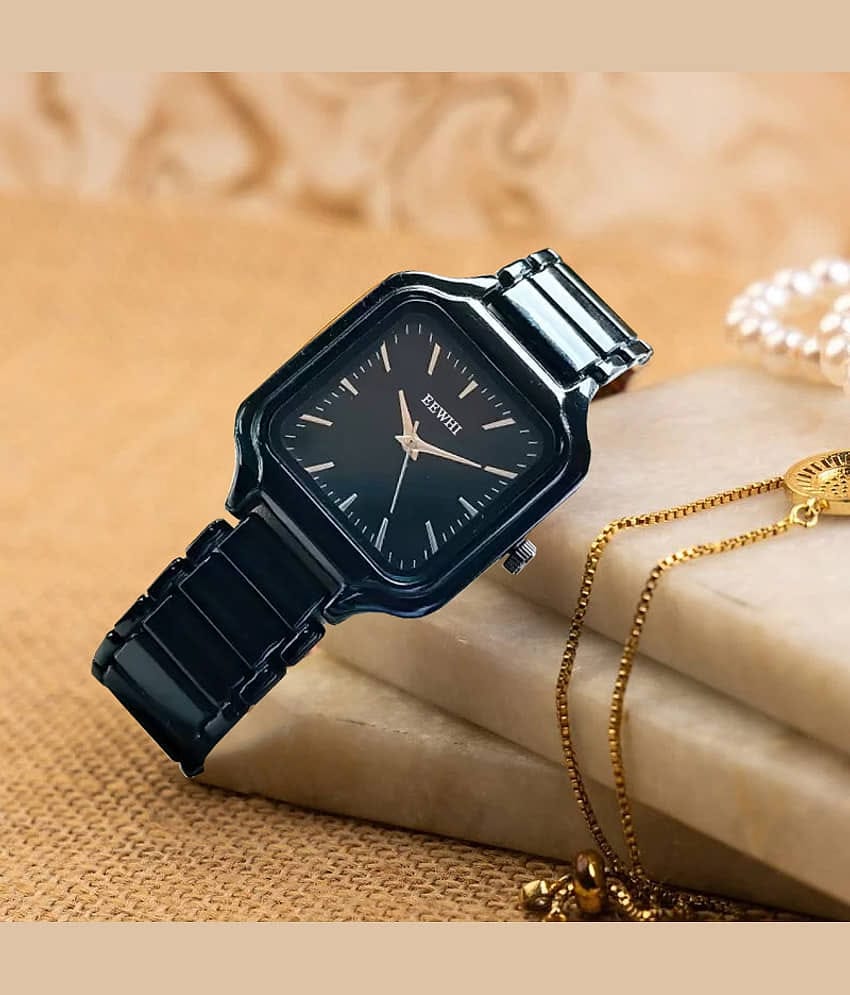 EEWHI Black Metal Analog Womens Watch