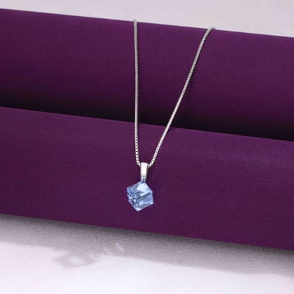 Shiny Blue Crystal Casual Silver Necklace-Blue Stone / Silver
